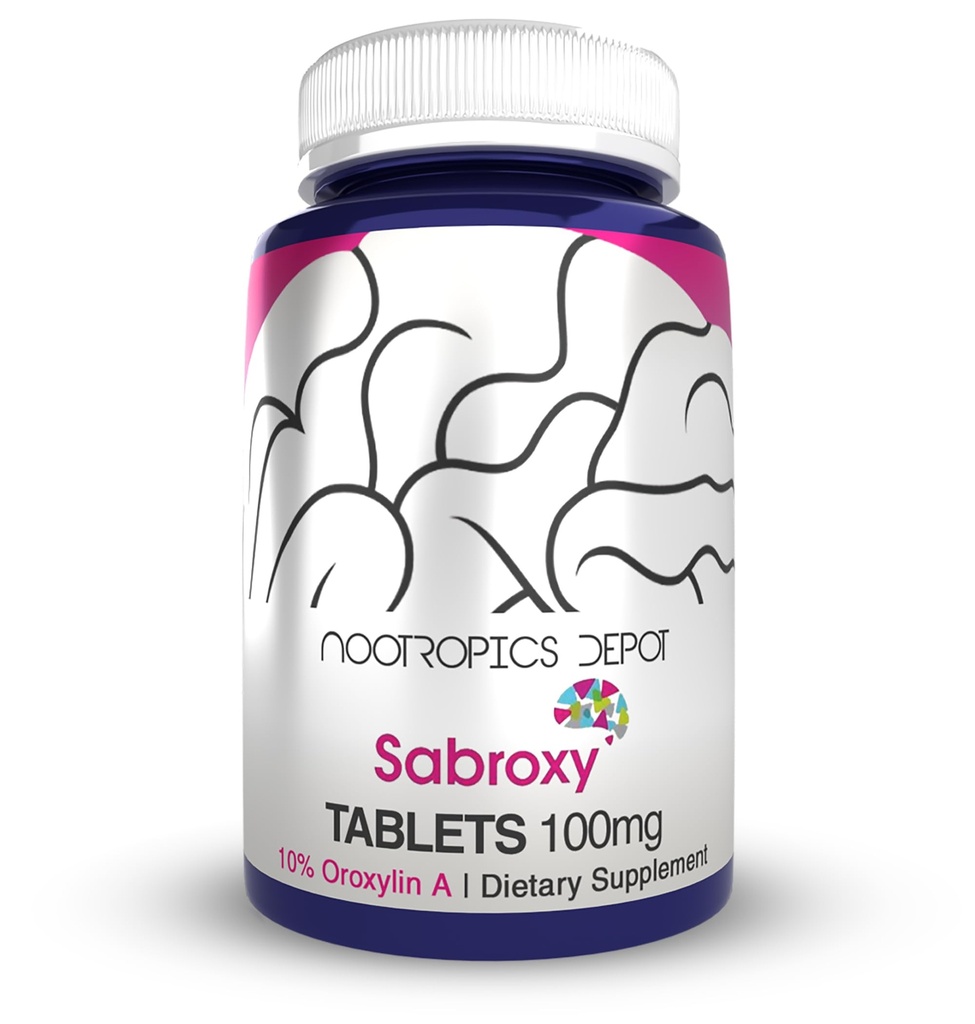 Nootropics Depot Sabroxy ® Tablety 124; 100mg 124; 90 Hrabia 124; Minimum 10% Oroxylin- - 124; Oroxylum indicum 124; Może pomóc promować Focus & Motywacja 124; Może pomóc promować funkcje kognitywne