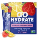 GoHydrate Niski poziom elektrolitów sodu w proszku Pakiety cukrowe - Natychmiastowa Hydration Daily Drink Mix - Zero Sugar Water Flavor Packet Singles z witaminą D - (Lemoniada truskawkowa, 30 opakowań)