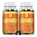 (2 Pack) Black Seed Oil Moss Gummies z Ashwagandha, Burdock Root, Miód Linden, Elderberry, Turmeric, Witamina C, D3 & Cynk - Wspiera odporność, Łączenie, Pokarm, Włosy i Skóra, Wegańskie Gummies 120