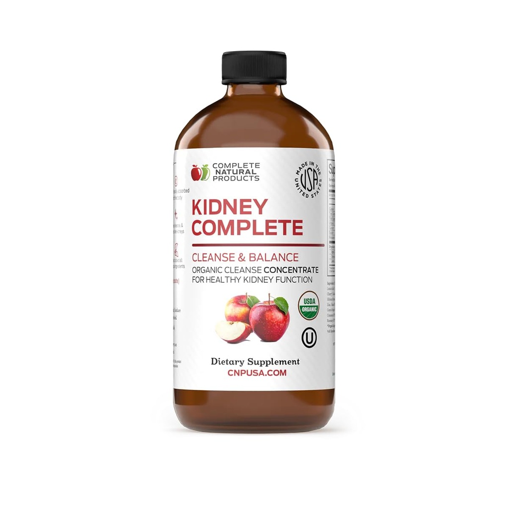 Kompletny Natural Nerki Complete - Liquid Dietetic Support Nerki, Cleanse i Detox z Jabłkiem Cider Ocet, Lemon, Organic Chanca Piedra, Burak, Kwas cytrynowy, Witamina C, & More - 12oz