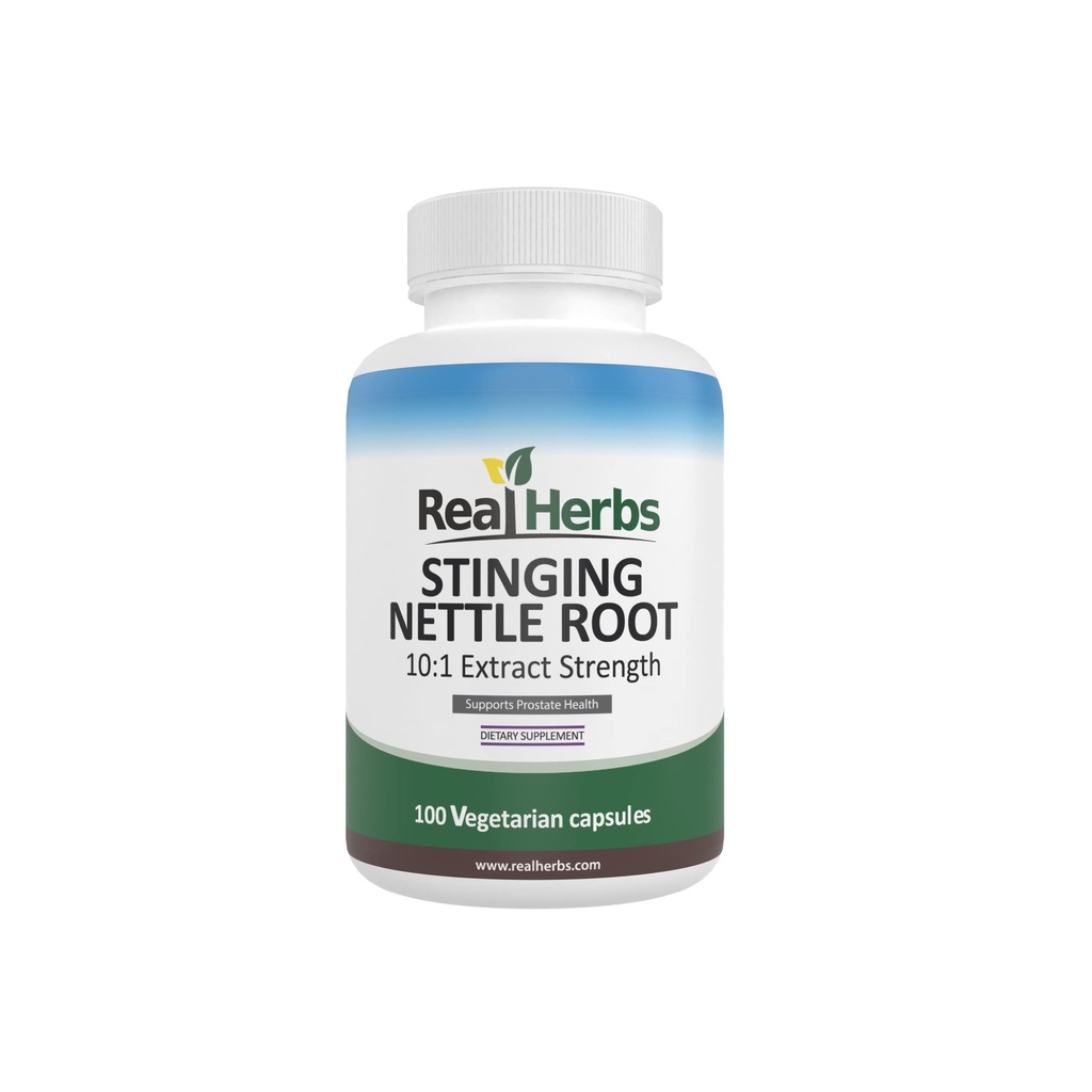 Real Herbs Stinging Nettle Root Extract 7500mg (750mg 10: 1 Extract) - Wegetariański Przyjazny, Nie-GMO, Gluten- Free - Wspiera Prostate & Zdrowie moczu - 100 Kapsułki
