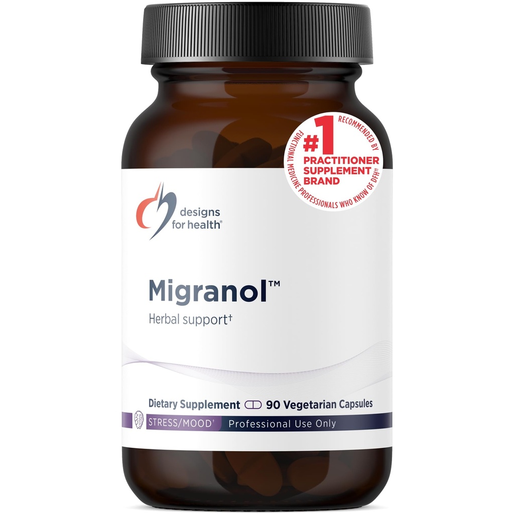 Designs for Health Migranol - Feverfew Number Supplement with Magnezu Malate, Curcumin (Turmeric) Extract, Rosemary + B2 Riboflavin - Non-GMO + Gluten Free (90 kapsułki)