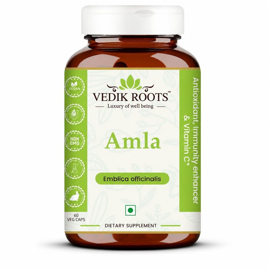 Amla kapsułki 100% Organic Immunitety Enhancer Naturalne źródło witaminy C Herbal Supplements (60 kapsułki) (Opakowanie 1)