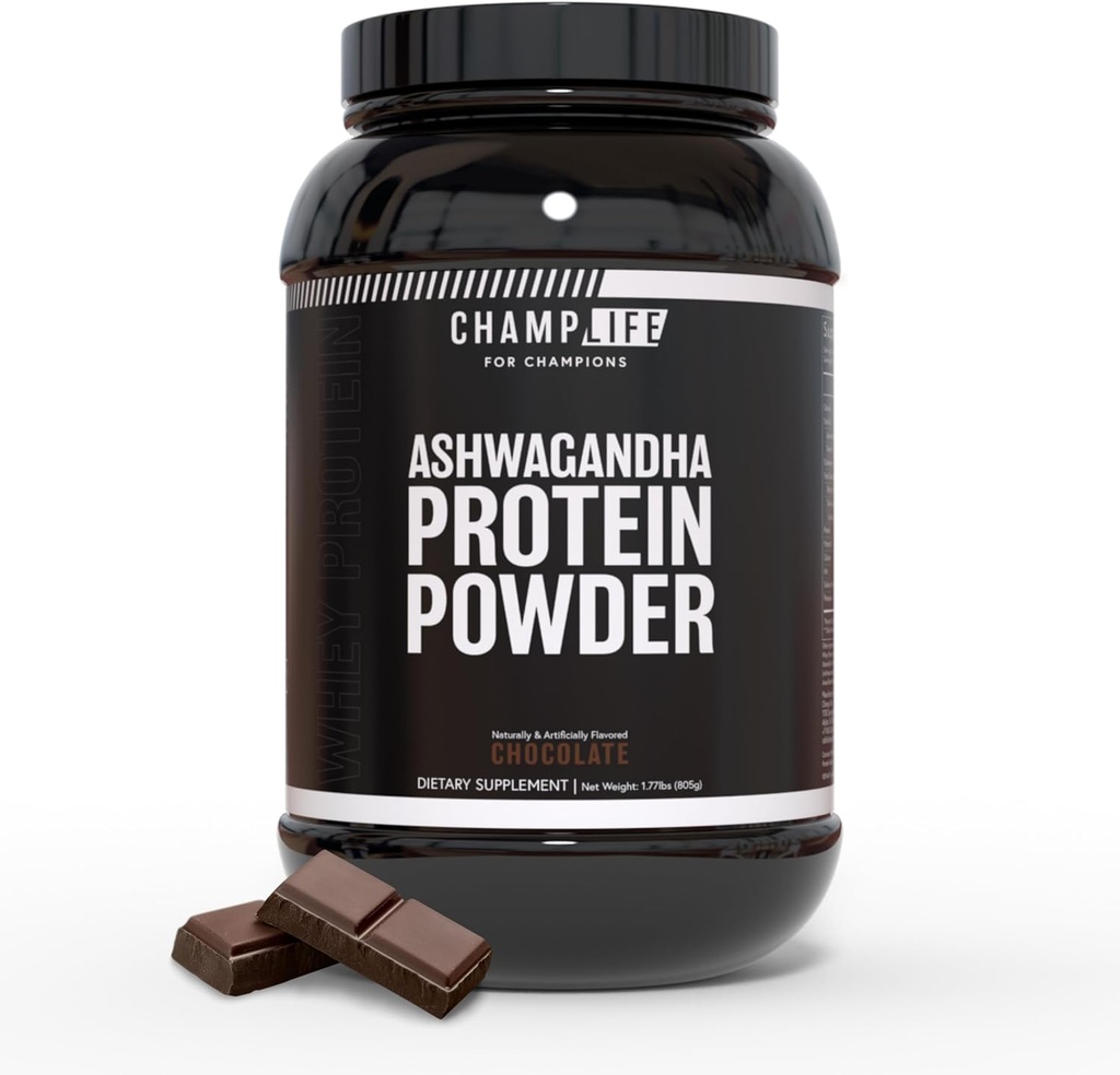 Ashwagandha Protein Powder - 24g Czekoladowy Protein Powder - Serwatka Protein Powder z Ashwagandha Powder - No Added Sugar & Gluten Free - 25 Sersings