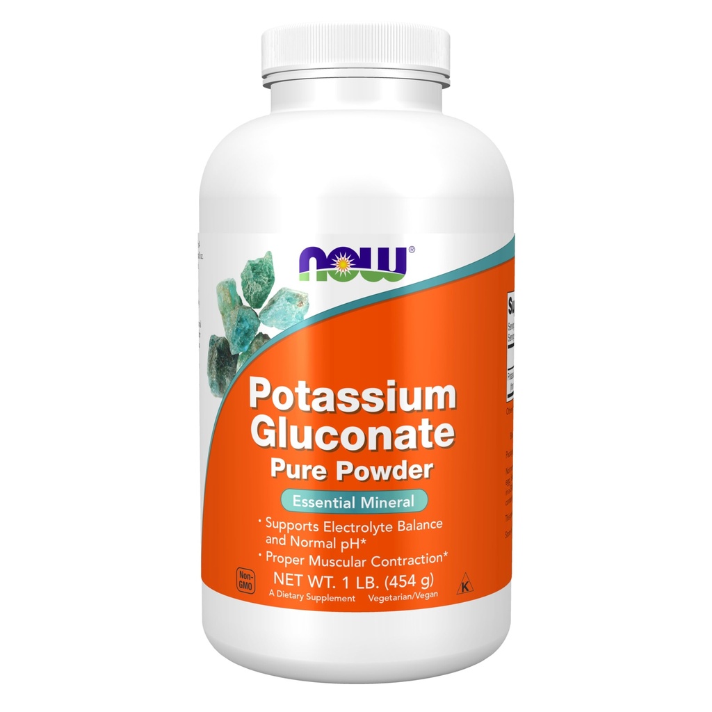 Teraz suplementy żywności, Glukonian potasu czysty proszek 175 mg, niezbędne minerały *, 1- funt