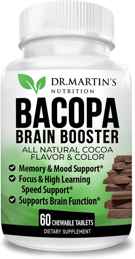 BACOPA MONNIERI / BRAHMI tabletki CHEWABLE 124; Suplement do Boostera Mózgu dla Pamięci, Wsparcie nastrojów i ostrości 124; Focus & HIGH Learning & Brain Function