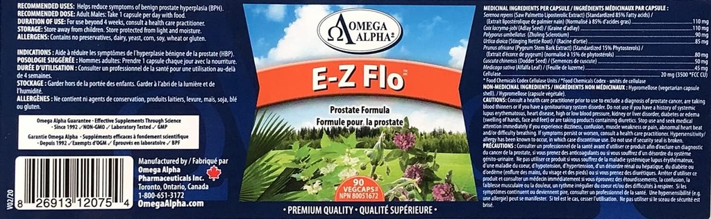 Omega Alpha E- Z Flo ™ (Saw Palmetto Seeds Extract) -Prostate Forma- 90Veg kapsułki