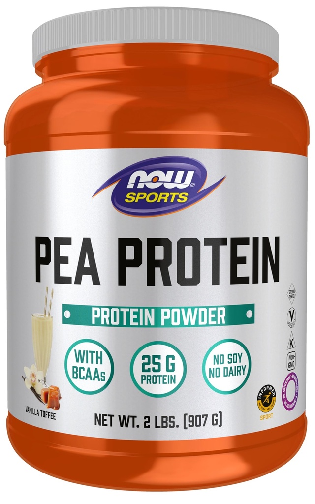 Teraz żywności odżywka sportowa, Pea Białko 25 g z BCAA, łatwo strawione, Vanilla Toffee Proszek, 2- Funt