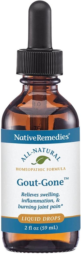 Native Remedies Gout- Gone - Naturalna formuła homeopatyczna dla wspólnego opuchlizny, zaczerwienienie i dyskomfort dna - 59 ml
