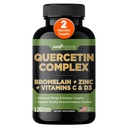 Gade Nutrition Organic Quercetin z Bromelain Witamina C i Cynk 124; Suplement wsparcia immunologicznego Quercetin 500mg kapsułki 124; Bioflavonoids Made in USA