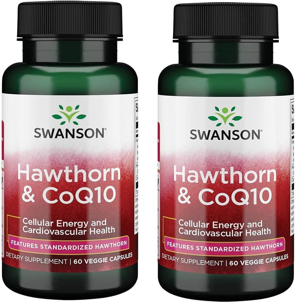 Swanson Hawthorn & Coq10 60 kapsułki Veg (2 opakowania)