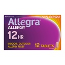 Allegra Adult 12- godzinna ulga alergiczna tabletki, Non- Drowsy Indoor and Outdoor alergy Medicine, 60 mg Fexofenadyna HCI Antihistamine Pill, 12- Count