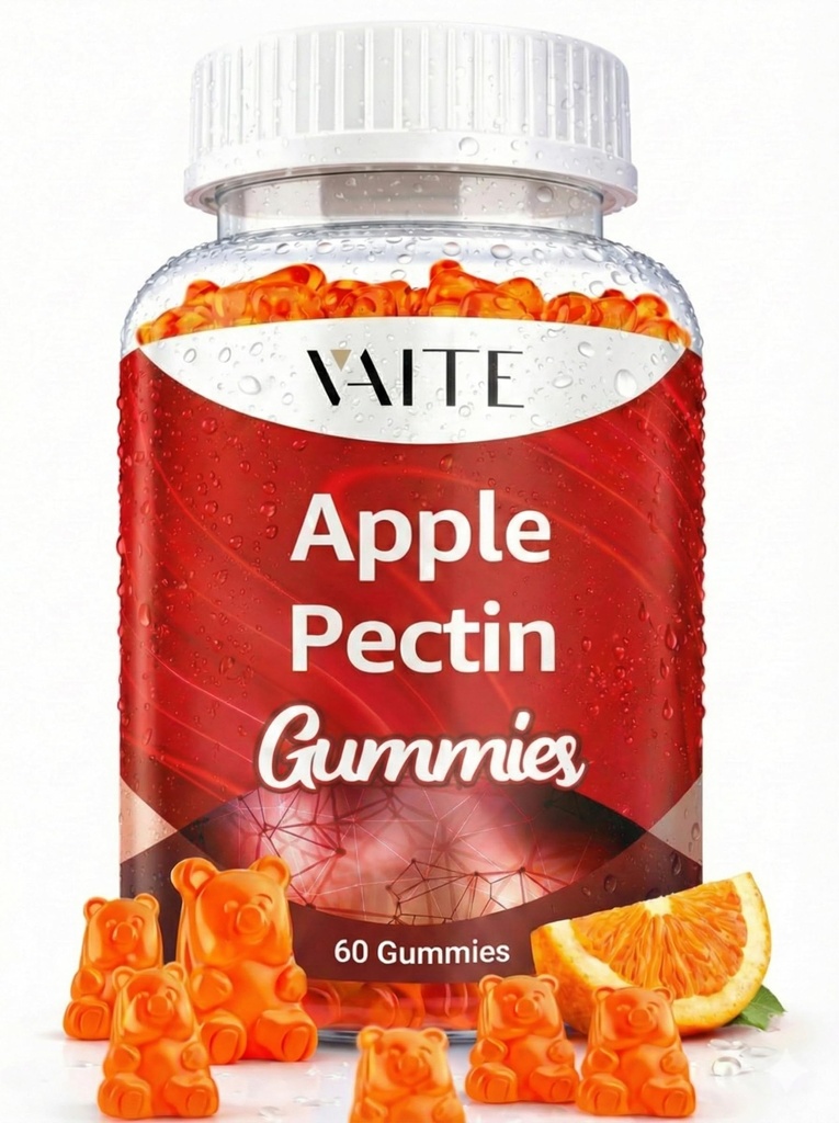 Jabłko Pectin Gummies - Wysokowłóknisty Suplement z 2000mg Natural Cholesterol Dolne wsparcie, Promotes Digestive Wellness & Stomach Comfort, Non-GMO & Gluten Darmowe suplementy ziołowe - 60 Vegan Gummy