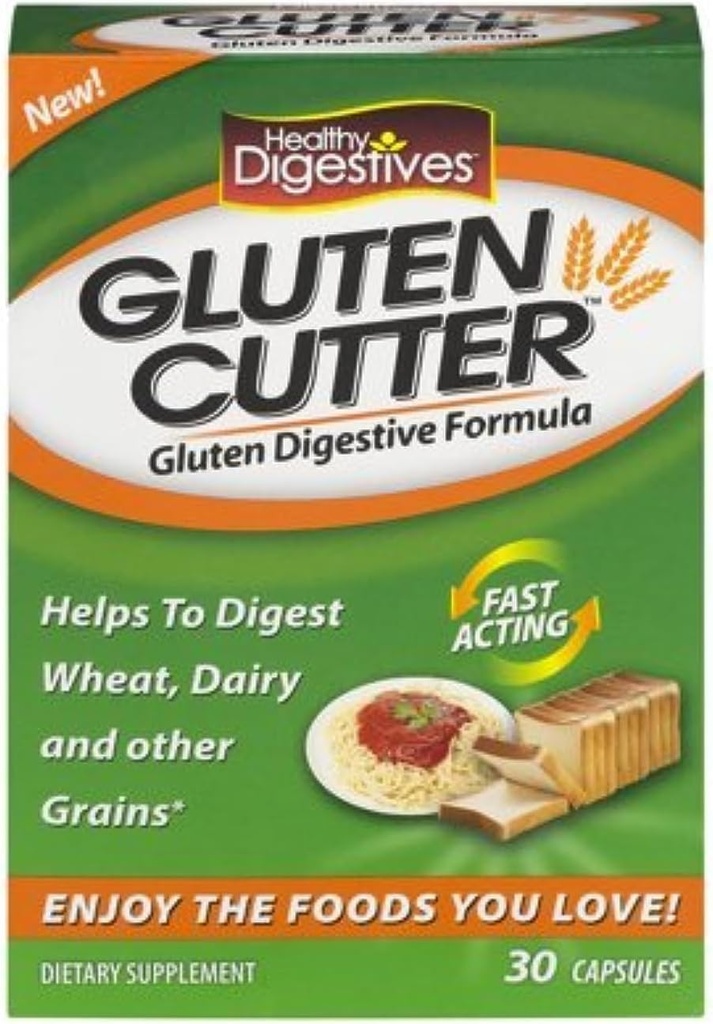 Zdrowe pokarmy Gluten Cutter Enzym Formuła - Pomaga poprawić swoje ciała Gluten trawienie i pomoc w złamaniu pszenicy w dół, mleczne i inne ziarna - 30 Służenia, Kapsułki (Pack of 2) MVxO $: D