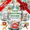 Focus Boosting Stickers (90 Pack) - Zdrowy mózg wspiera uwagę, Papier, Bubble Design, Bez narkotyków, Ubrania, Unisex