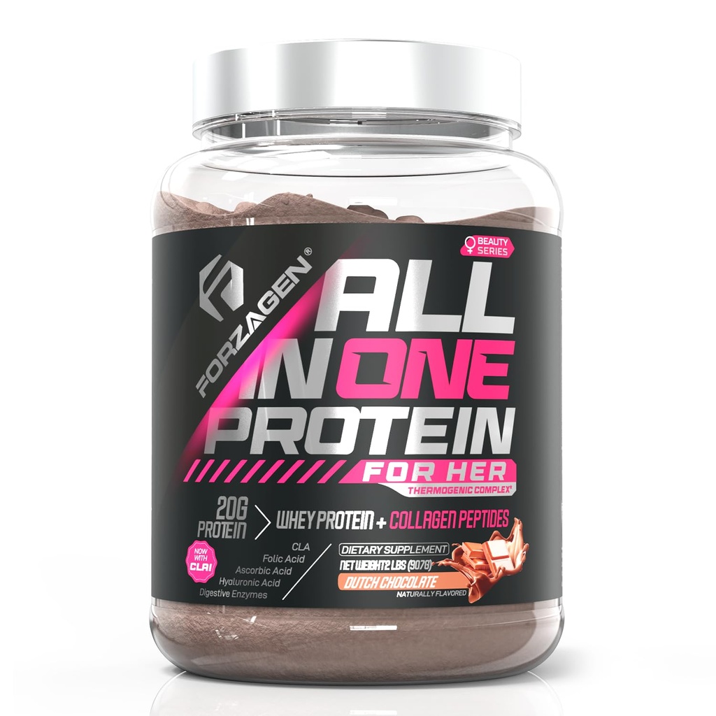 Forzagen All in One Protein for Her Been 124; Women 's Protein Powder with Multi Collagen Peptydes Between 124; Hydrolizowane Colagen Supplement, Gut Health, Great for Pre & Post Workout 124; Holenderska czekolada, 30 + Usługi
