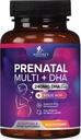 Witaminy prenatalne z kwasem foliowym & DHA, Wsparcie rozwoju mózgu płodu z folianem & Omega 3, Multiwitamina prenatalna dla kobiet, Witamina A, C, D, B6, B12 & Żelazo, Suplement do Ciąża - 60 Softgels