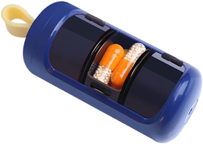 Pojemnik na pióro, małe przenośne pióro, mini rozmiar pióro organizator, pióro pudełko na witaminy, olej rybny, suplementy, 3 Komory Przesuwane codzienne pióro Case (Navy Blue)...