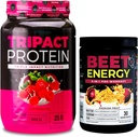 Nutrologia TRIPACT Protein Powder, 7- in-1 Mieszane zastępcze shake, Superberry (40 Servings) Beet Natural O2, Pre Workout Powder, Passion Fruit Flavor (30 Servings)