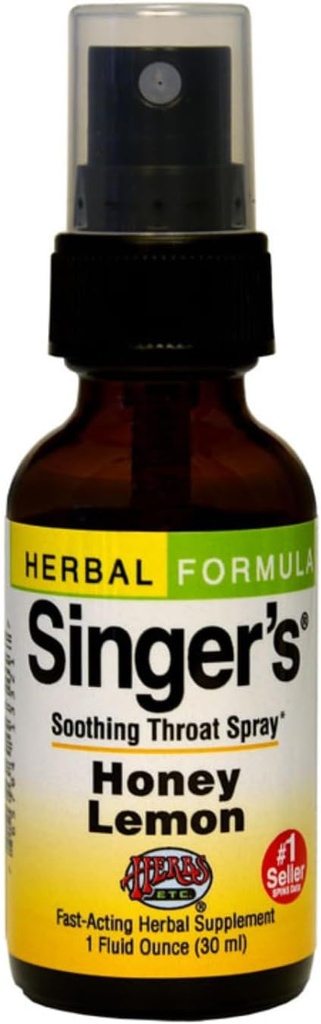 Herbs Etc. Singer 's Saving Grace Honey Lemon - Herbal Remedy for Throat Comfort - Kojące, Hydrating Support with Licorice - Alkohol - 1 fl oz (75 Służenia)