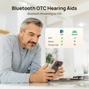 Rocznica OTC Pomoc słuchu dla seniorów, RIC700 Plus Bluetooth Call Enabled dla iOS, Bezprzewodowy odtwarzalny słuchu, Redukcja hałasu i kontroli aplikacji, Prescription- Grade dźwięku, Prawie niewidoczne (Gold)