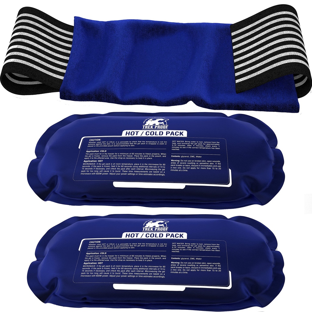 Pakiety lodu dla urazów wielokrotnego użytku (3- Piece Set) - Hot and Cold Ice Pack Terapia Gel Wrap Wsparcie - Pomaga odzyskać, Joint i ból mięśni - Knees, Back & More (3 Piece Set - Classic)