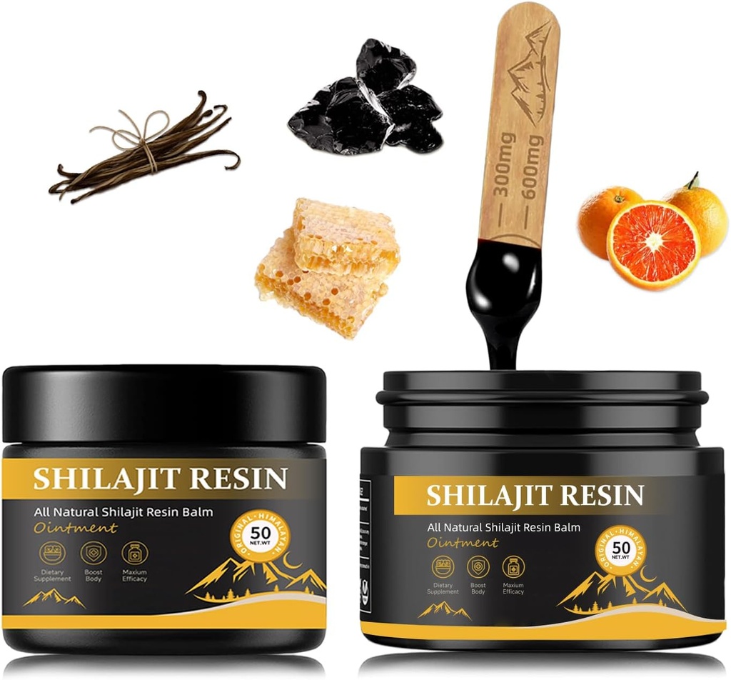 Shilajit Resin for Men - Maximum Potency Natural Organic Shilajit Resin in 85 + Tracle Minerals, Gold Grade Himalayan Pure Shiljait for Energy, Immune Support, 50 Grams Pack of 2 (6 miesięcy dostaw)