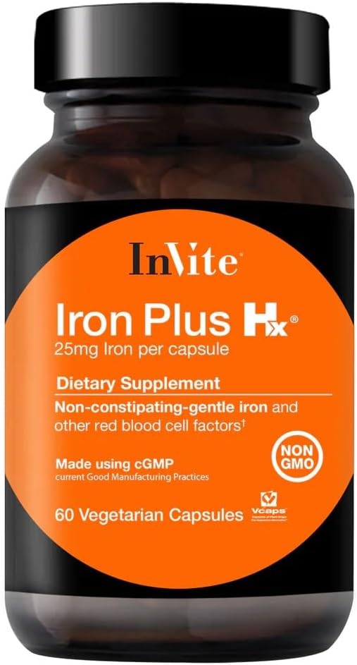 Invite Health Iron Plus Hx - Wsparcie prawidłowe działanie systemu immunologicznego - 60 Day Supply - 60 Kapsułki wegetariańskie (2- Pack)
