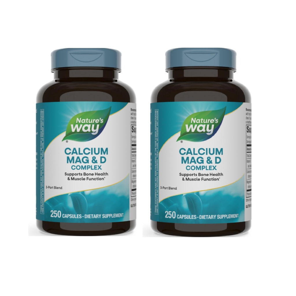 Nature 's Wail Magnez & Witamina D3 Complex, Zdrowe kości i zęby, Funkcje mięśni i relaksacja *, Gluten Free, 250 Kapsułki (Opakowania maja Wary) - 2 opakowania