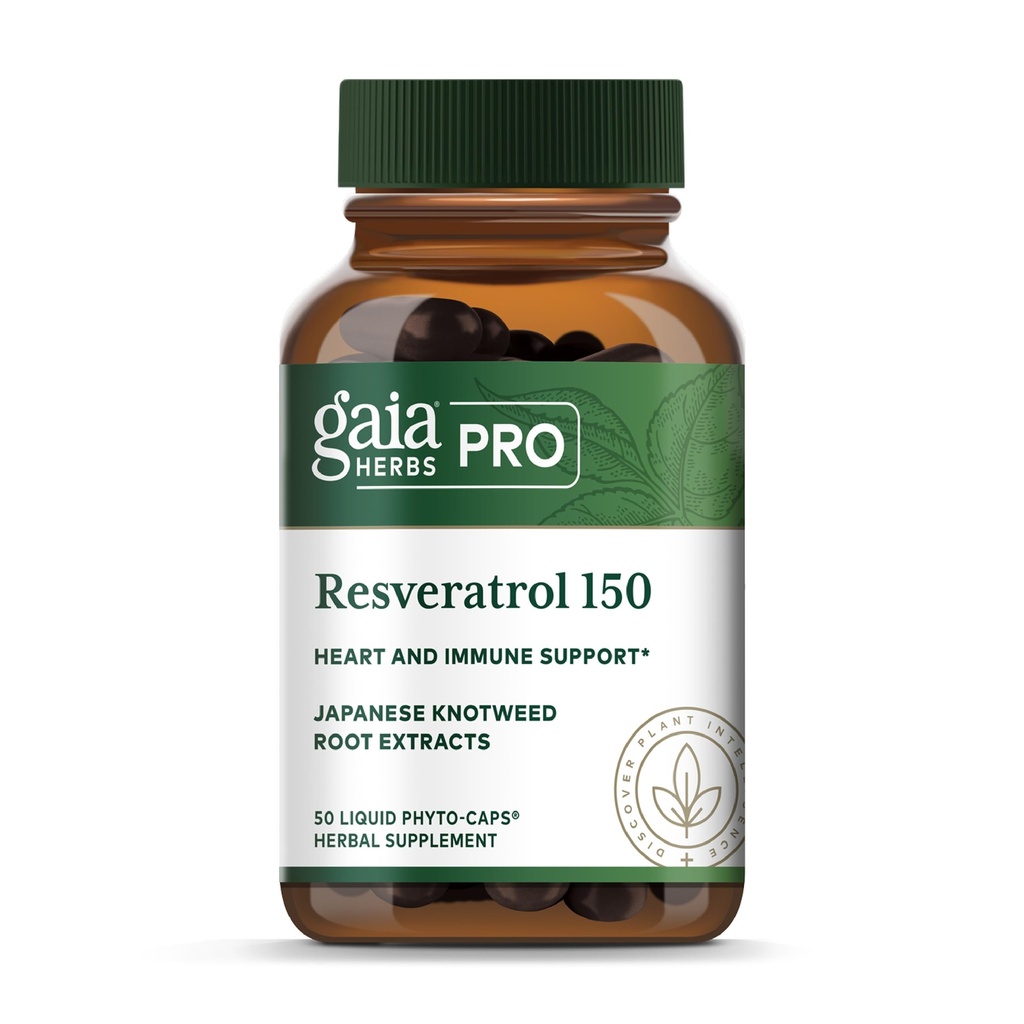 GAIA HERBS PRO Resveratrol 150 - Oferty Heart Health & Immune Support - Zawiera japoński Knotweed - Wegan, Soyfree & Gluten- Free - 50 Płynne czapki fito- (25 Servings)