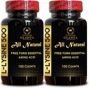L- LYSINE Acid Supplements - Lizyna dla dorosłych, Witaminy Tkanka Zdrowie, Amino Acid Suplement witaminy, Wsparcie Syntezy protein, Natural Amino Acid - 2 Butelki 200 Liczby