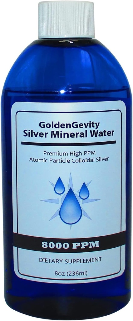 8000 PPM bioaktywna koloidalna srebro atomowa, 8 oz 124; nietoksyczny, nieGMO śladowy suplement immunologiczny