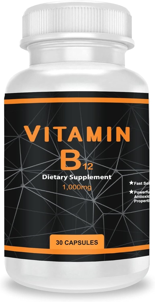 Witamina B12 1000mg QEI, wspomaga metabolizm energii i utrzymanie układu nerwowego, suplement witaminy, 30 kapsułek