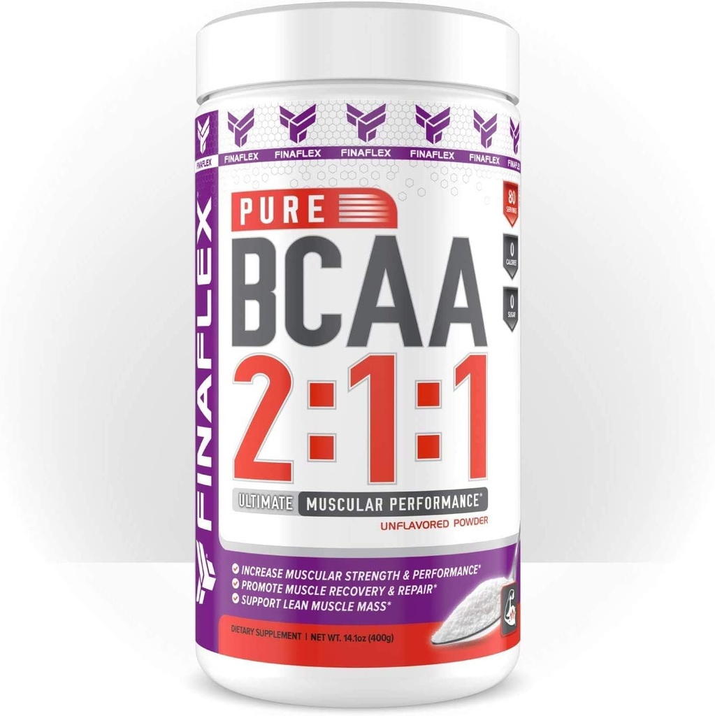 FINAFLEX Pure BCAA 2: 1: 1, Unflavored - 14.1 oz - Promotes Siła, Odzysk i Wydajność - z 2: 1: 1 Stosunek Leucyny, Izoleucyny i Valiny + Witamina C - 80 Służenie