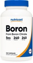 Nutricost Boron Capsules 5mg, 240 Vegetarian Capsules - Gluten Free and Non-GMO