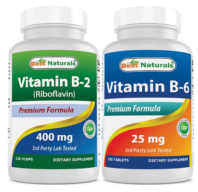 Najlepsza naturalna witamina B2 (Riboflavin) 400mg i witamina B- 6 25 Mg