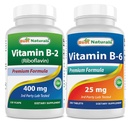 Najlepsza naturalna witamina B2 (Riboflavin) 400mg i witamina B- 6 25 Mg