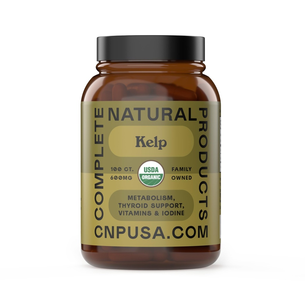 Kompletne produkty naturalne Surowiec Sea Kelp Powder Supplement - 600 mg kapsułki 100 tabletek w proszku Surowiec wodorosty morskie i suplement wsparcia tarczycy