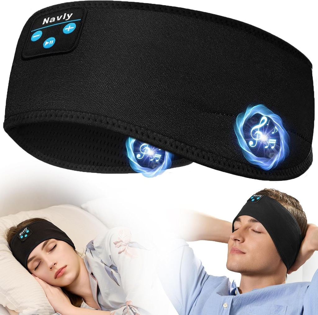 Navly Sleep słuchawki, 10Hrs Sports Headband z Soft Cozy Earbuds Comfortable, słuchawki z Ultra- cienkie HD Stereo Głośniki Doskonałe do treningu, Bieganie, Joga, Podróże
