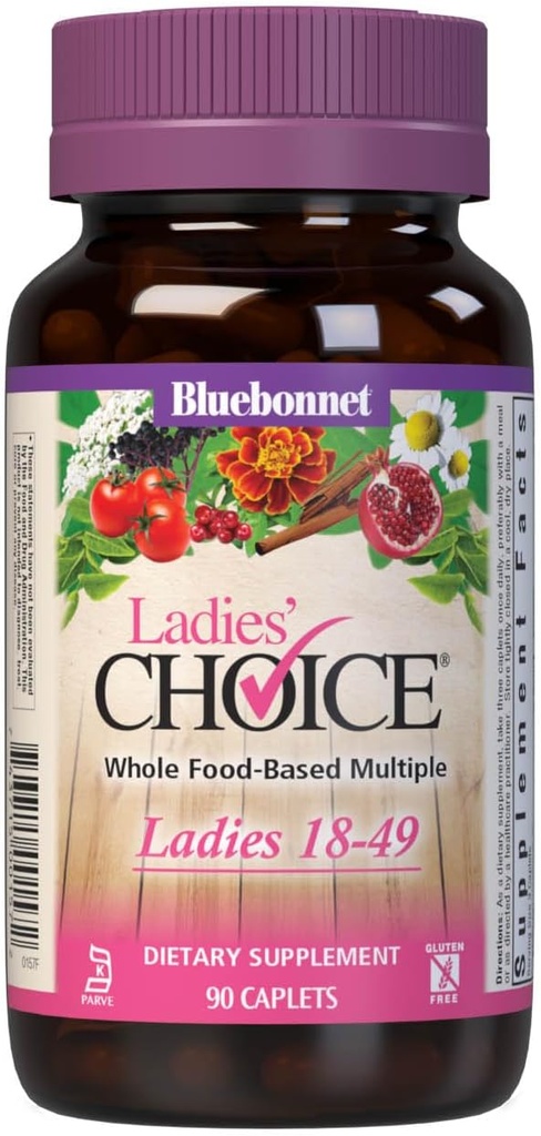 Bluebonnet Nutrition 'Wybór damski Whole Food- Based Multiple for Women 18- 49, 90 Count Purple / Pink