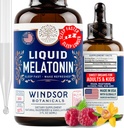 Płynna melatonina dla dorosłych i dzieci w wieku 6 lat - 3mg krople melatoniny Dodatkowa siła płynnego snu - Szybka Absorbcja, Malina Vanilla Flavor Melatonina - 2oz, 2-Miesiąc dostaw, Made in USA