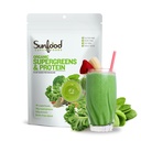 Sunfood Organic Supergreens & Protein - Zielone Superfood Proszek, Organic Protein Powder, roślinne białko wegańskie, Super Greens for Gut Health w / Chlorella & Spirulina, 23 g Białko Per Serving - 8 oz