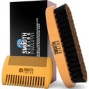 Broda szczotka i grzebień - Naturalny Boar Bristle Broda szczotka i Broda Comb for Men - Zestaw do pielęgnacji twarzy dla mężczyzn - wąsy stylizacja, pielęgnacja i narzędzia