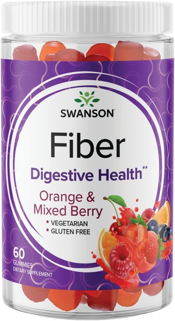 Swanson Mieszane Gummies Berry Fiber - Digestive Support Promowanie Regularności & Zdrowe Lipid Poziomy - Wszystkie Naturalne Formuły, aby pomóc Wsparcie Zdrowy Gut Microbiome - (60 Gummies, 5g Każdy)