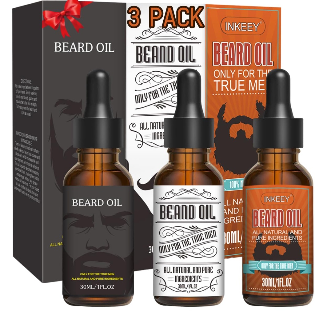 3 Pack Beard Oil for Men, Conditing and Moisturizing for Beard Growth - Zestaw prezentów (Fengyin Green Tea / Glamour motion / Azure)