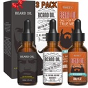 3 Pack Beard Oil for Men, Conditing and Moisturizing for Beard Growth - Zestaw prezentów (Fengyin Green Tea / Glamour motion / Azure)