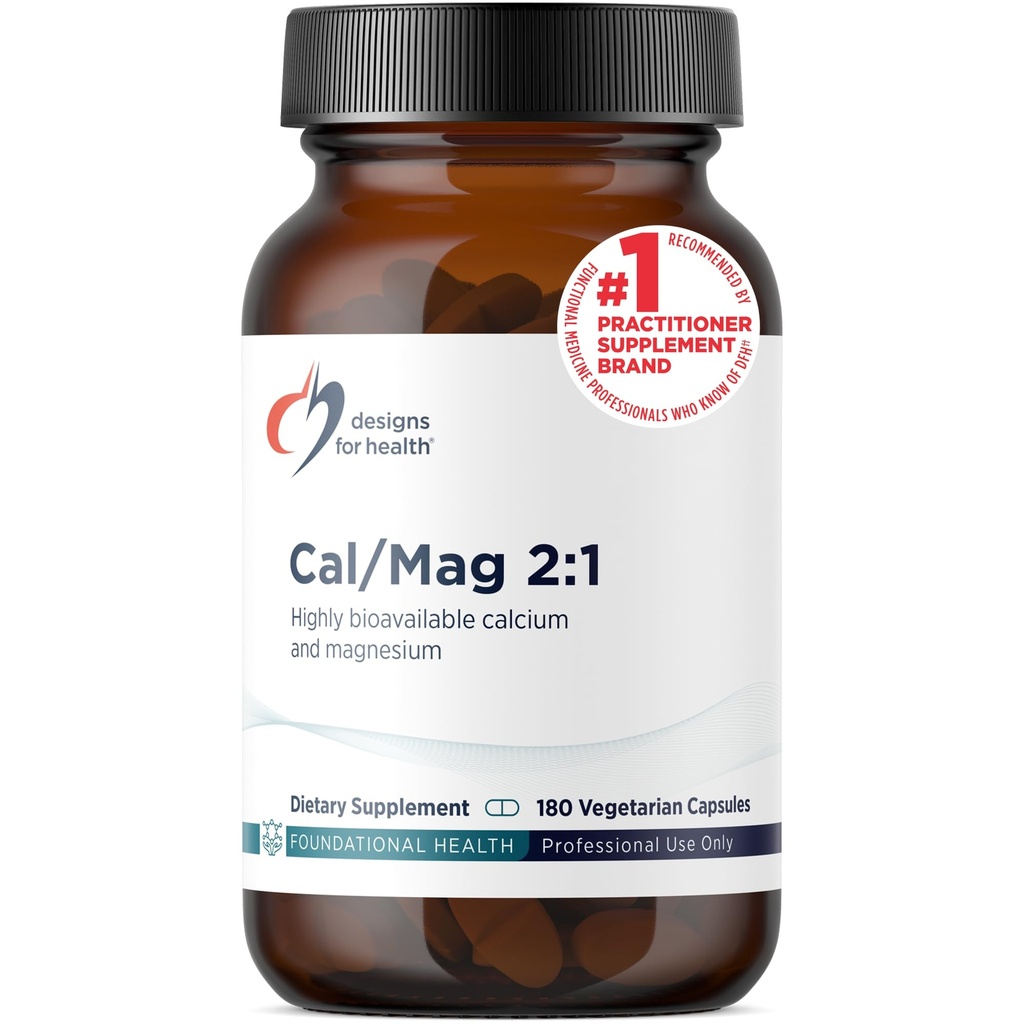 Designs for Health Cal/Mag 2:1 – 150mg Chelated Magnesium Malate + 300mg Calcium Malate Supplement - Non-GMO, Highly Absorbable Bone Support Nutrients (180 Capsules)