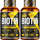 Biotin & Kolagen PURE do badań NAUKOWYCH 60,000mcg Płynne krople do wzrostu włosów, wsparcie: silne paznokcie, połysk skóry, zdrowy wzrost włosów, więcej wchłaniania niż kapsułki i tabletki (4Fl Oz)