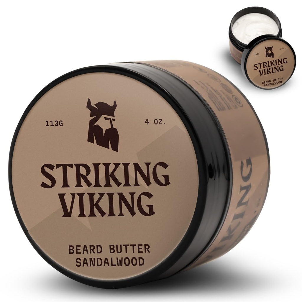 Striking Viking Sandalwood Beard Softener for Men - Non-Greasy Cream Formuła z naturalnych składników do nawodnionych i odświeżających Beards (4oz)