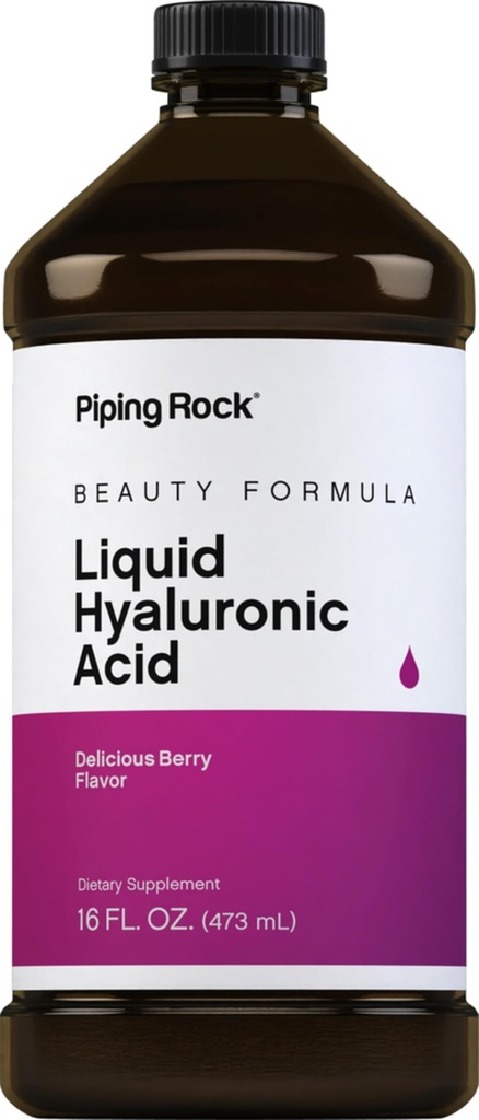 Piping Rock Hyaluronic Acid Supplement Equipment 124; 100 mg Equipment 124; 16 fl oz Equipment 124; Berry Flavored Liquid Equipment 124; Vegetarian Formula Equipment 124; Non-GMO, Gluten Free